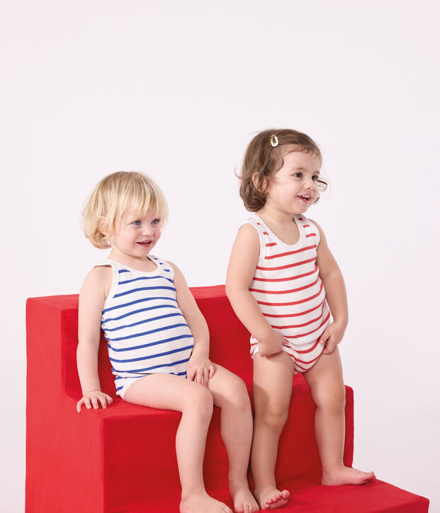 Confezione da 2 body senza maniche in cotone a righe neonato multicolore