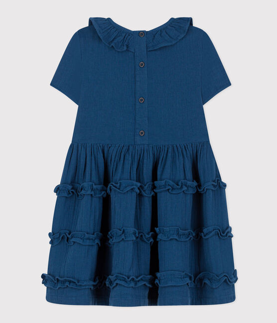 Abito a maniche corte in garza di cotone bambina blu INCOGNITO