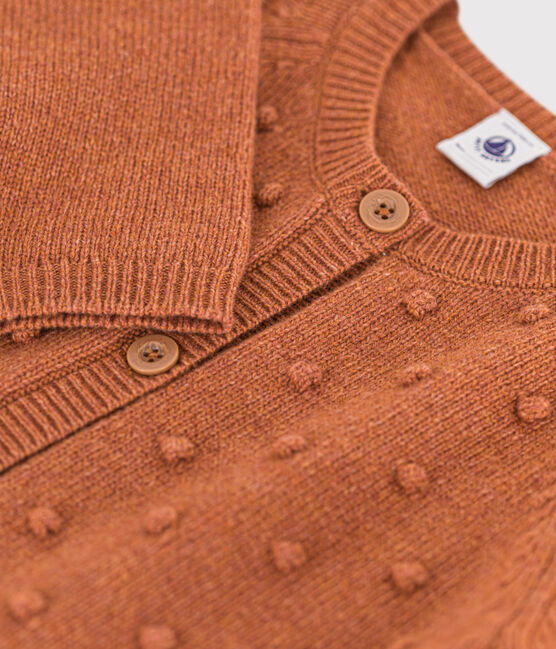 Cardigan in lana bambina marrone ECUREUIL