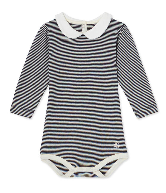 Body bebé femmina in millerighe blu SMOKING/beige COQUILLE