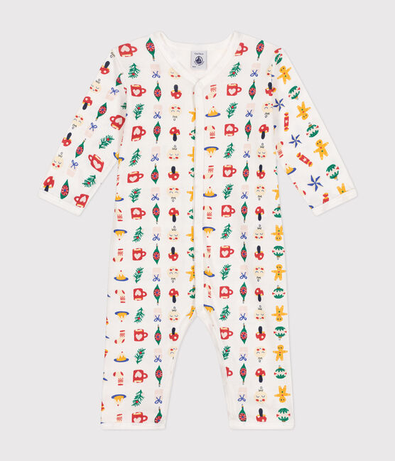 Pigiama senza piedini in cotone con stampa neonato bianco MARSHMALLOW/bianco MULTICO