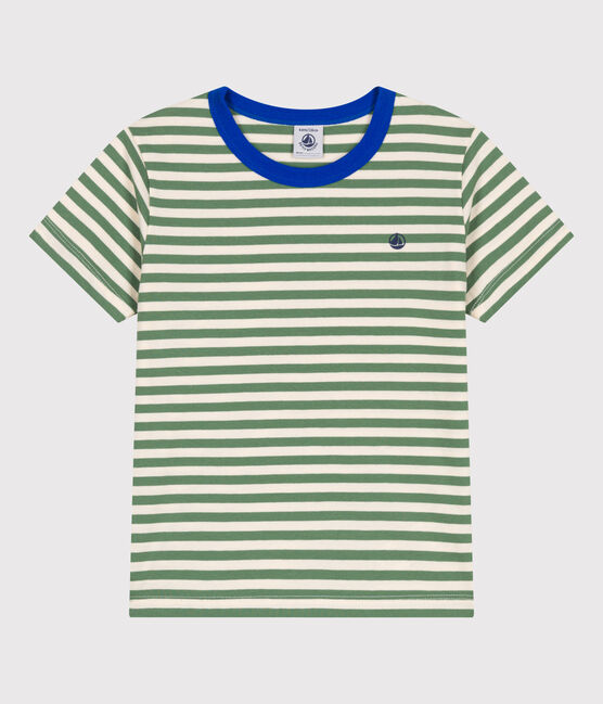 T-shirt a maniche corte in cotone a righe bambino verde PALMERAIE/ AVALANCHE