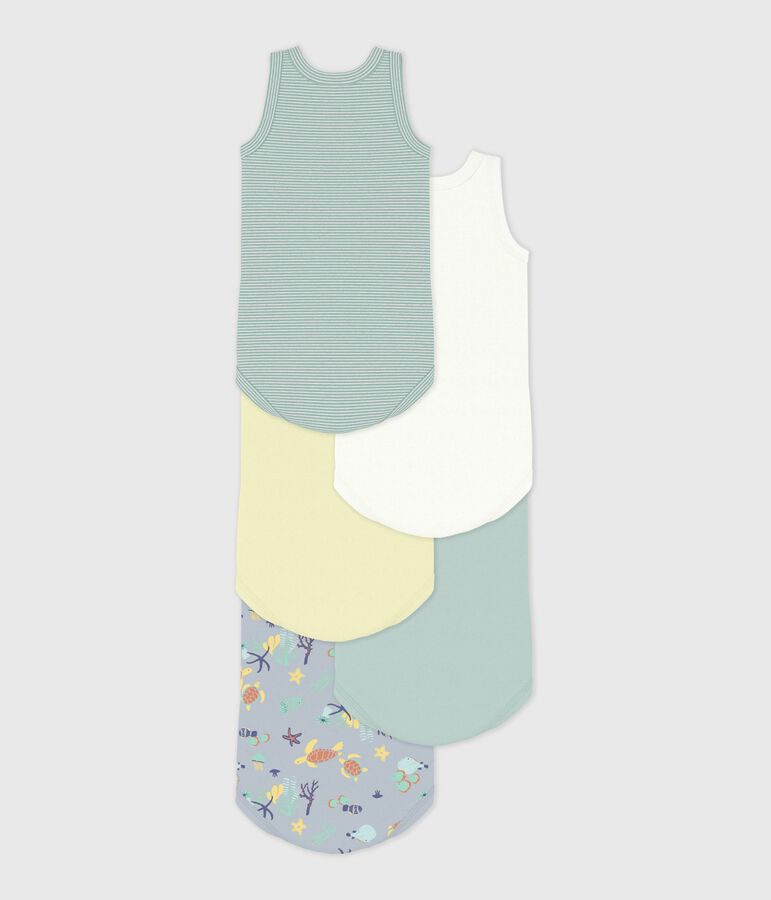 Set di body senza maniche in cotone con stampa neonato multicolore