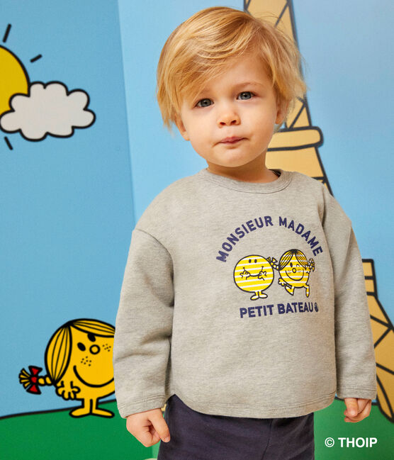 Maglia Monsieur Madame in tessuto felpato neonato grigio CHATON CHINE