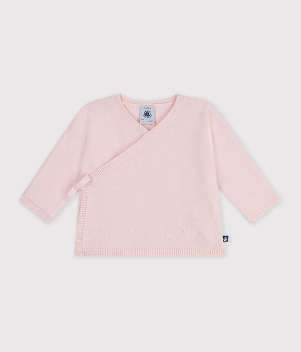 Brassi&egrave;re con incrocio in maglia traforata di misto lana e cotone neonato BARELY