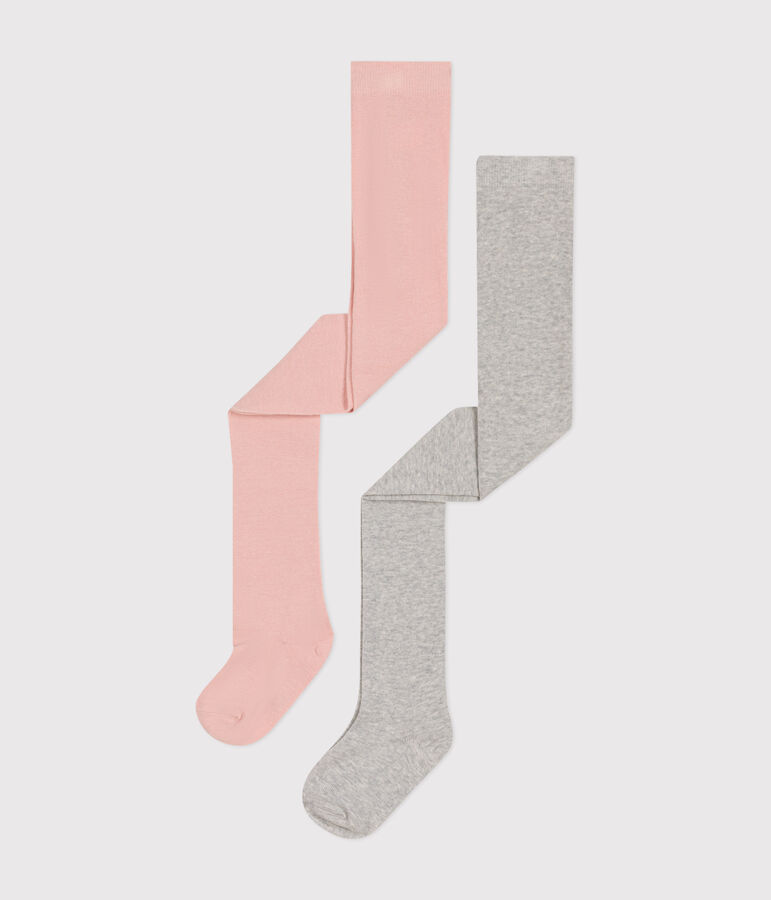 Confezione da 2 paia di collant in jersey di cotone bambino multicolore