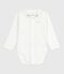 Body con colletto ricamato e scritta sul petto neonato bianco MARSHMALLOW/rosa CHARME