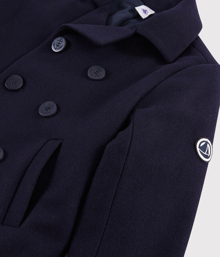 Caban in drap di lana ragazzo blu