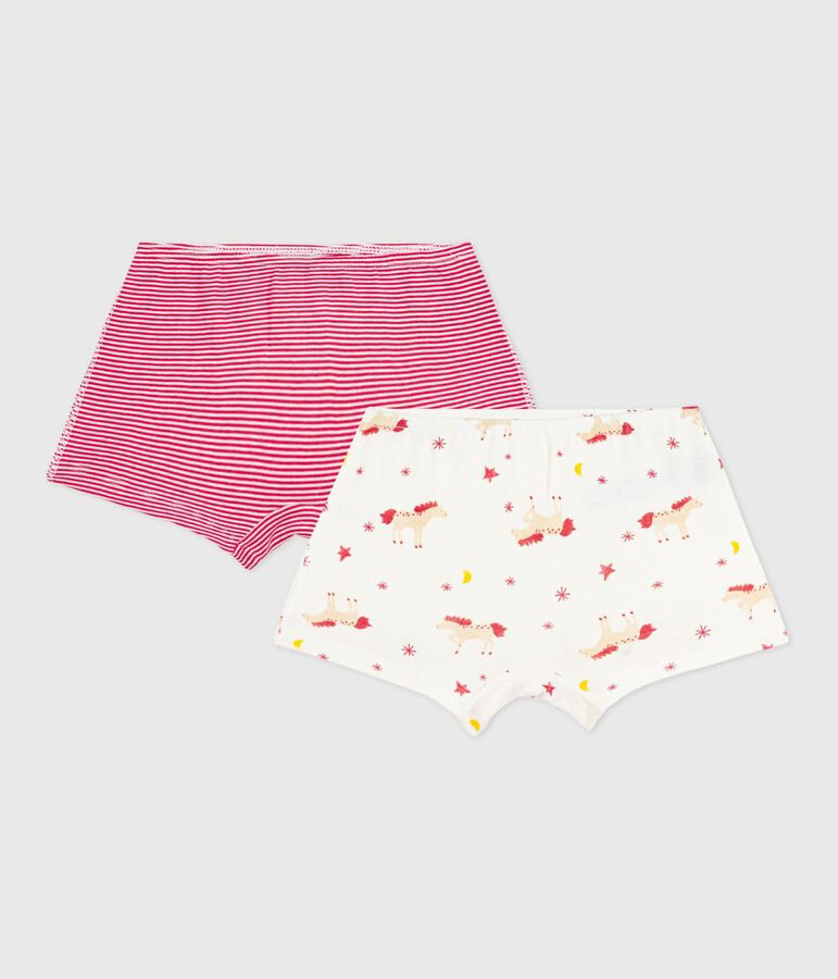 Set di shorty in cotone con stampa di cavalli bambina multicolore
