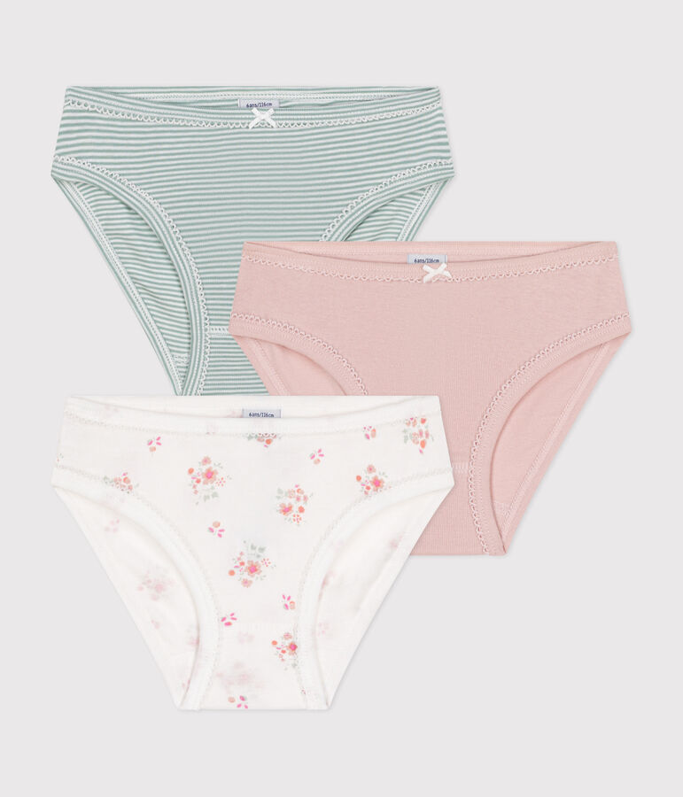 Set di 3 slip in cotone a fiori bambino multicolore