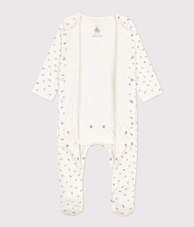 Bodyjama fiori in cotone bianco/multicolore