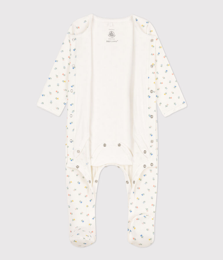 Bodyjama fiori in cotone bianco/multicolore