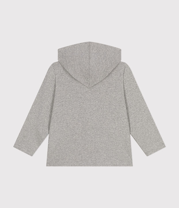 Felpa con zip e cappuccio a costina bambino grigio