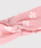 Bandeau enfant en gaze de coton imprimé fleurs rosa CHARME/bianco MARSHMALLOW