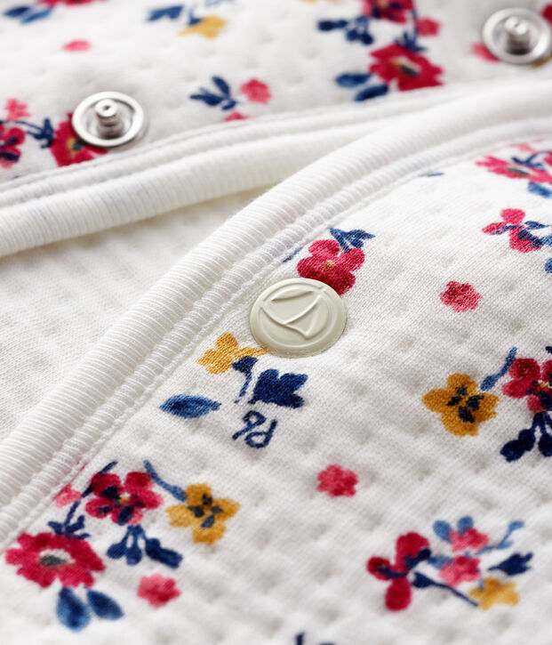 Cardigan beb&egrave; femmina in tubique bianco/multicolore