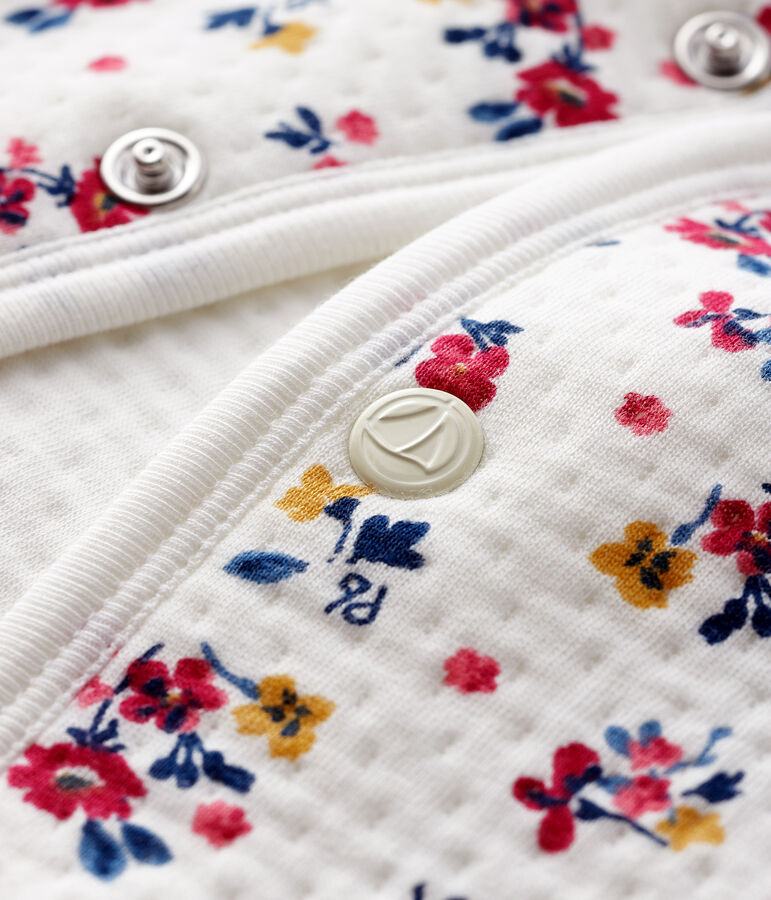 Cardigan beb&egrave; femmina in tubique bianco MARSHMALLOW/bianco MULTICO