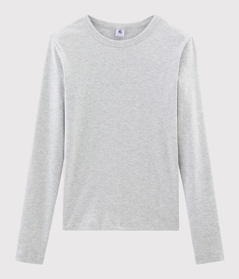 T-shirt girocollo iconica in cotone Donna grigio