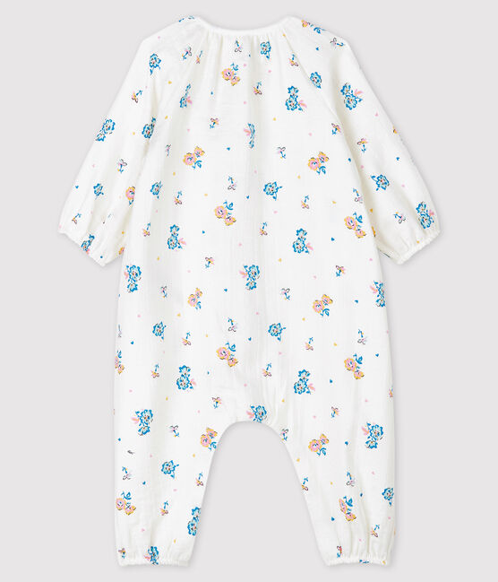 Tutina corta neonata a costine bianco MARSHMALLOW/bianco MULTICO