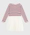 Abito a maniche lunghe in cotone e tulle bambina rosso MILK/ AMARANTE