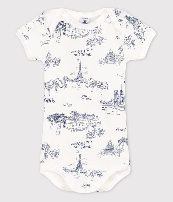 Body manica corta bebè bambina bianco MARSHMALLOW/blu MEDIEVAL