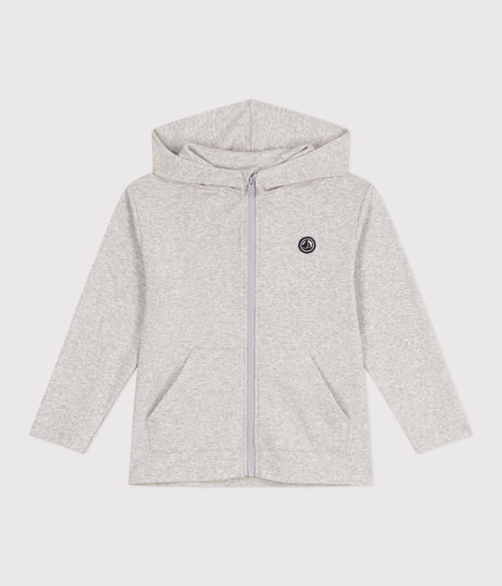 Felpa con cappuccio e cerniera in cotone tinta unita bambino grigio BELUGA CHINE