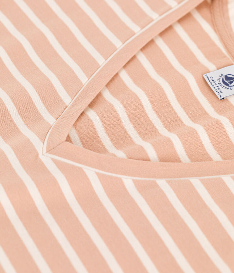 T-shirt LE DROIT in cotone con scollo a V Donna beige/ecru