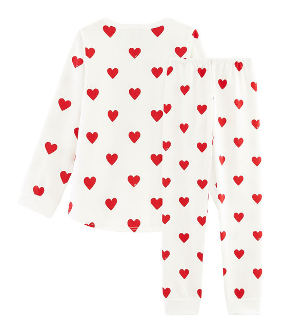 Pigiama bambina-bambino in molleton bianco MARSHMALLOW/rosso TERKUIT