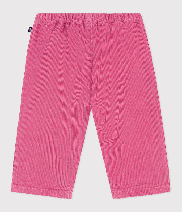 Pantaloni in velluto tinta unita neonato rosa