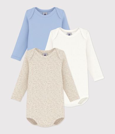 Set di body a maniche lunghe in cotone tinta unita neonato