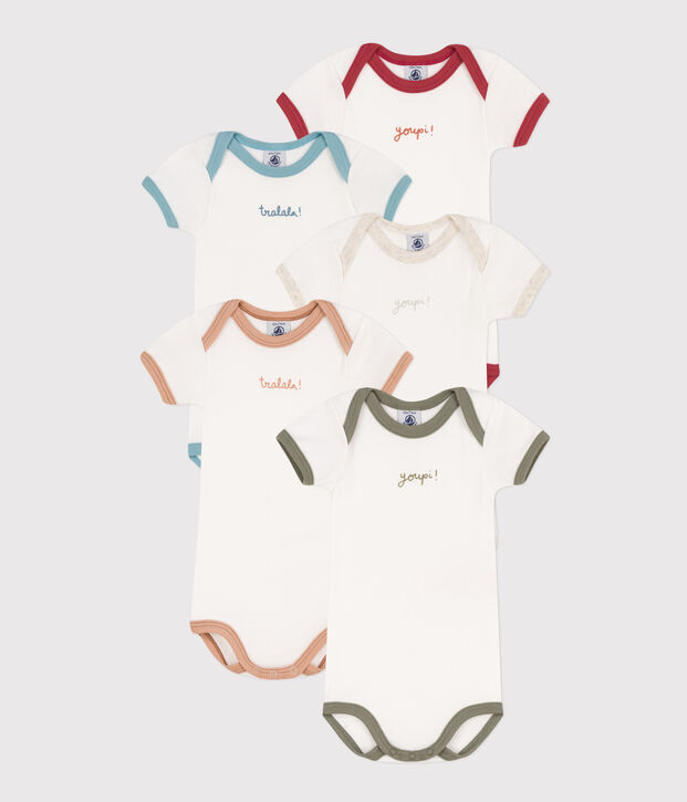 Confezione da 5 body manica corta in cotone motivo youpi multicolore