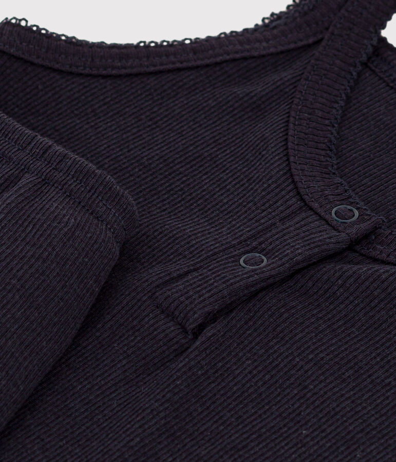 Pigiama corto bambina con bretelle in cotone e Lyocell blu