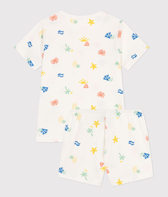 Pigiama corto in cotone con stampa bambino bianco MARSHMALLOW/bianco MULTICO