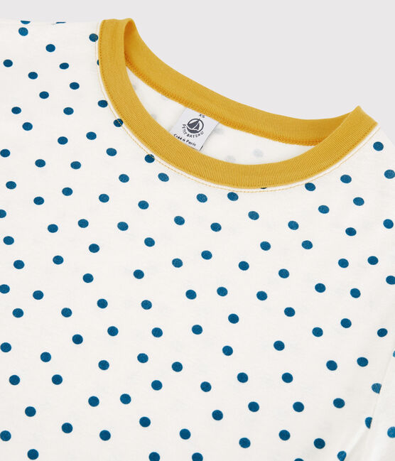 T-shirt girocollo a pois in cotone Donna bianco MARSHMALLOW/ MALLARD