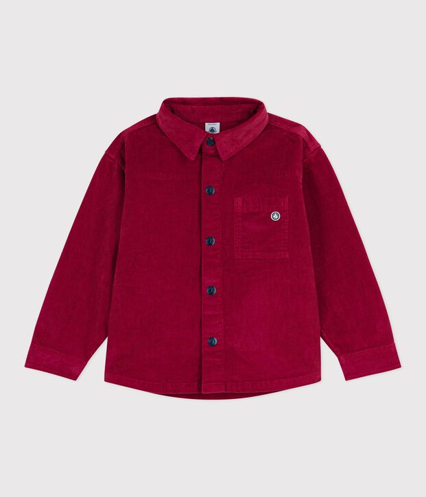 Camicia in velluto tinta unita bambino. rosso