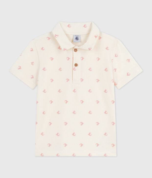 Polo a maniche corte in cotone fantasia bambino rosso/rosso