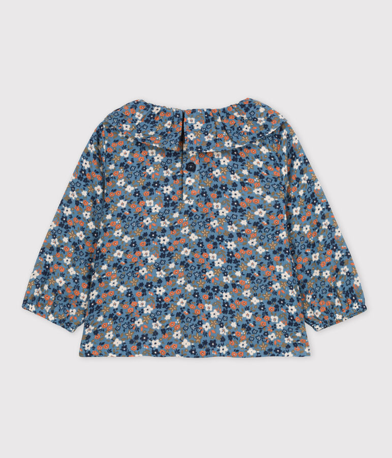 Blusa a manica lunga beb&egrave; in garza di cotone stampato blu/multicolore