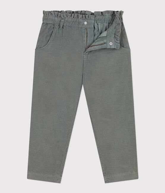 Pantaloni dritti in velluto fine bambina verde THUYA