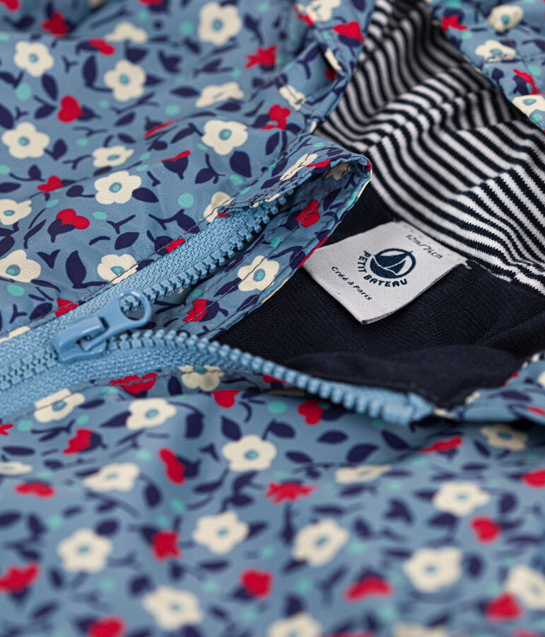 Giacca a vento per beb&egrave; in poliestere riciclato blu/multicolore