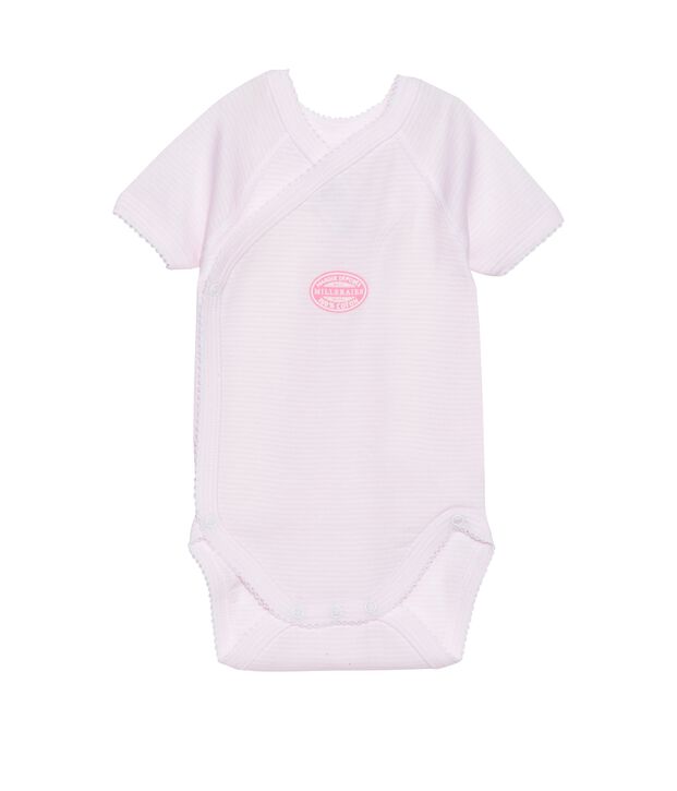 Body nascita bambina maniche corte millerighe rosa/bianco