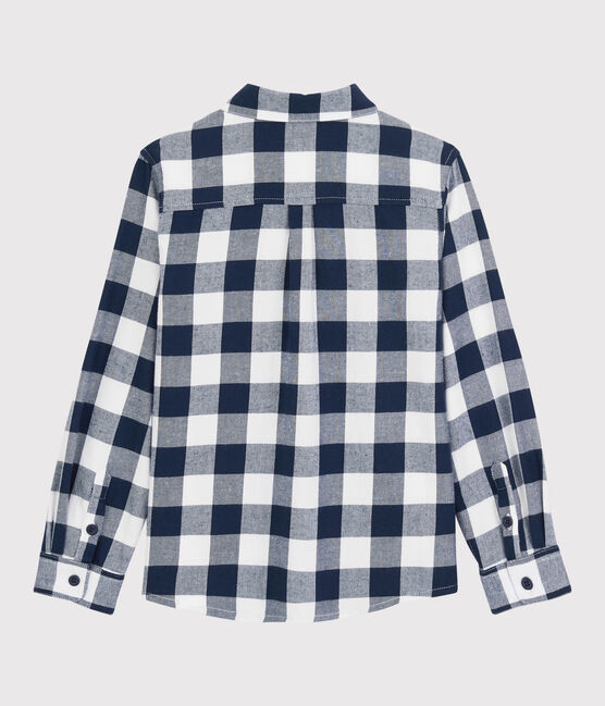 Camicia bambino a scacchi blu SMOKING/bianco MARSHMALLOW
