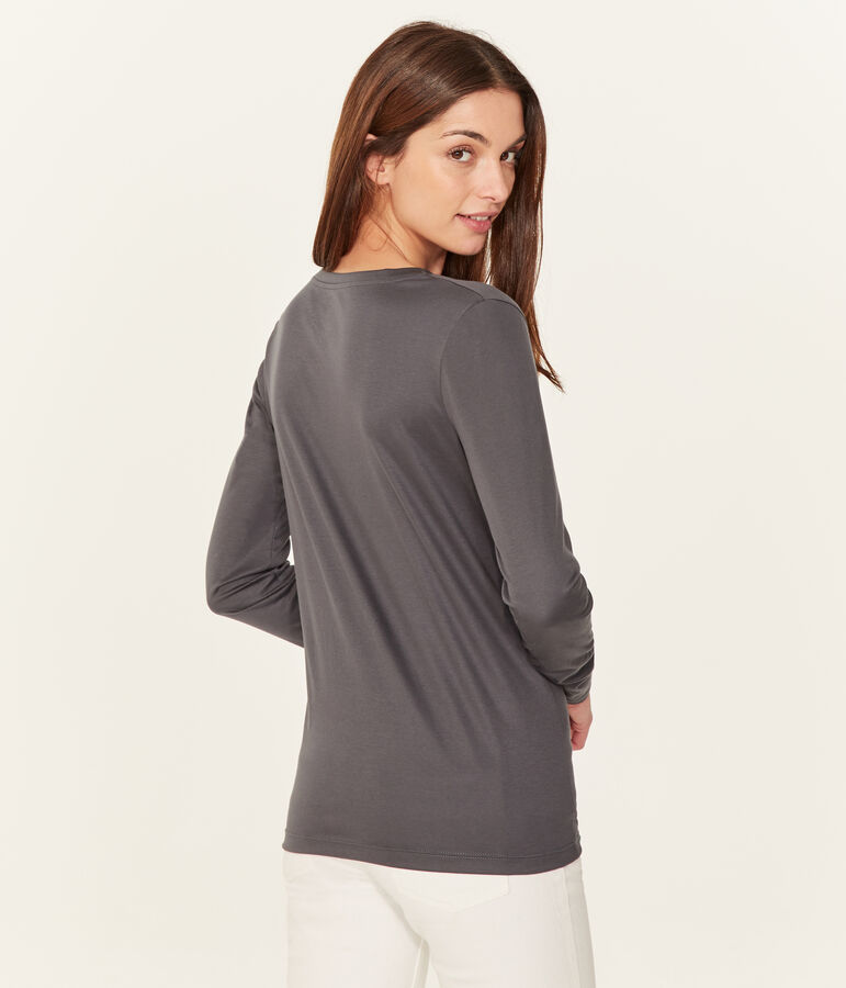 T-shirt maniche lunghe donna in cotone sea island grigio