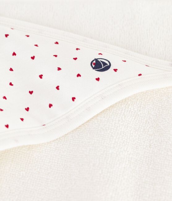 Asciugamano quadrato da bagno in cotone neonato bianco MARSHMALLOW/rosso TERKUIT