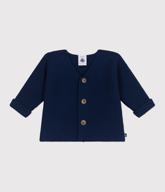 Cardigan in maglia di cotone a punto legaccio neonato blu MEDIEVAL