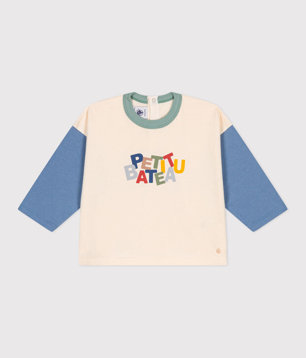 T-shirt a maniche lunghe in jersey sottile neonato blu/blu
