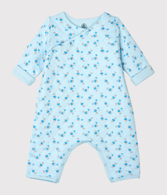 Tutina lunga bebè unisex in tubique blu FRAICHEUR/bianco MULTICO