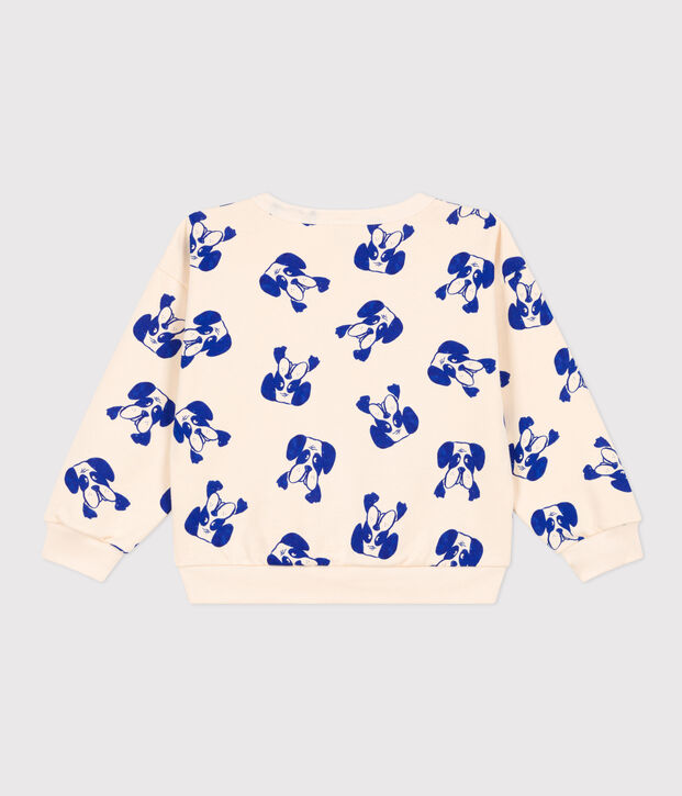 Felpa in molleton stampato bambino unisex ecru/blu