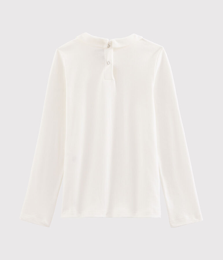 T-shirt bambina con colletto alla collegiale bianco