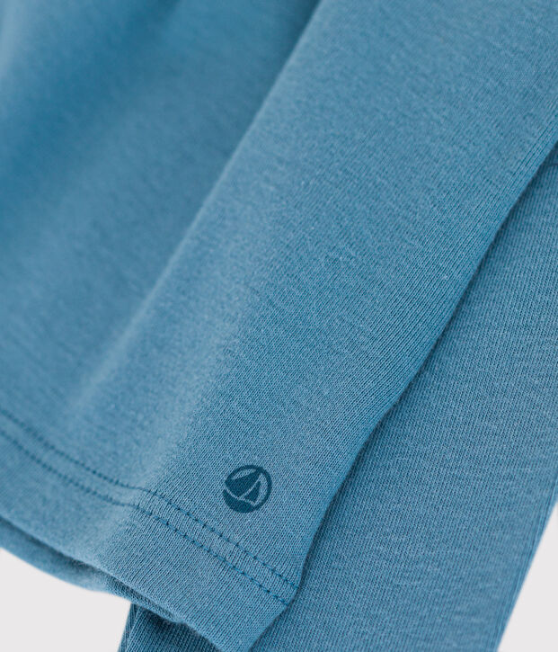 Blusa a maniche lunghe in cotone per beb&egrave; blu