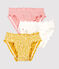 Confezione da 3 slip bambina con volant a fiori in cotone biologico variante 1
