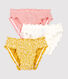 Confezione da 3 slip bambina con volant a fiori in cotone biologico